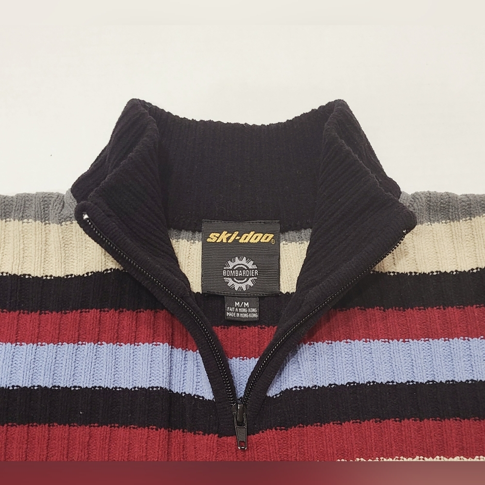 Ski-Doo Boarderie Vintage 90's ¼-Zip Pullover Sweater Multi Stripes Sz M View 4